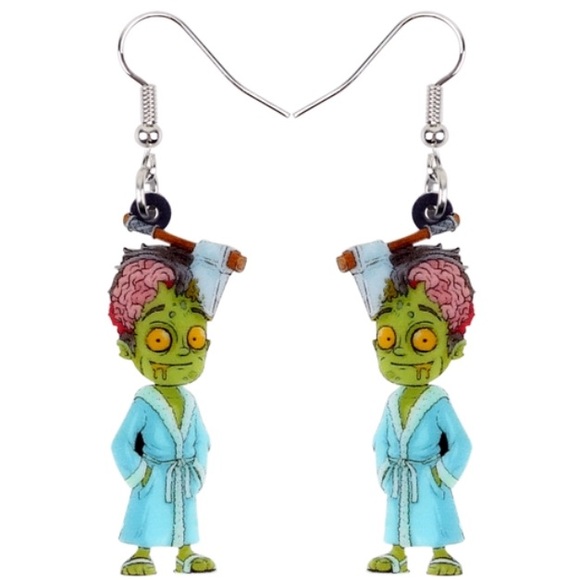 Bathrobe Zombie Acrylic Earrings Halloween - Picture 3 of 7